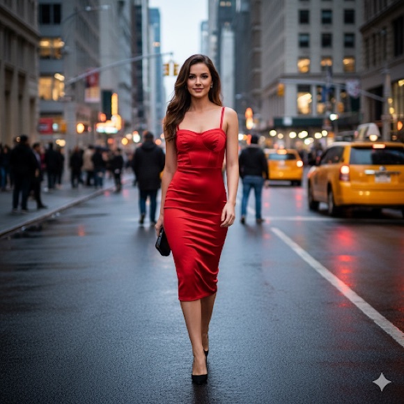 Bodycon Red Ruby Bustier Dress - Picture 1 of 8